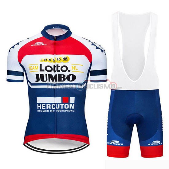 Abbigliamento Ciclismo Lotto NL-Jumbo Manica Corta 2019 Blu Bianco Rosso